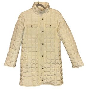 French Coat Cream Quilted Down Blend Car Coat Jacket #HSN1055